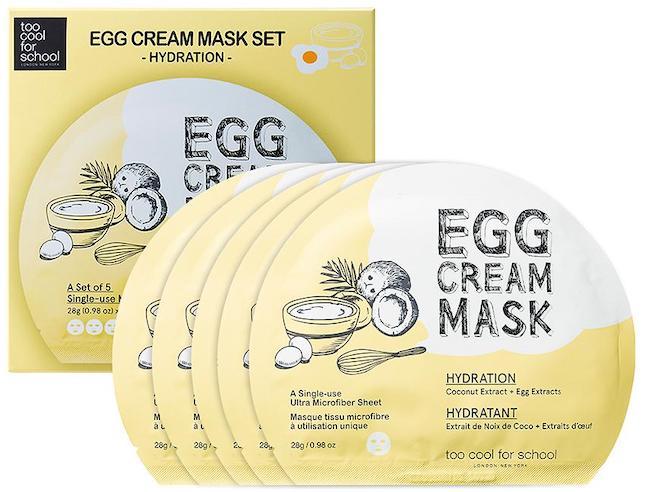 Маска 2024 во сколько сегодня. Маска для лица Egg Cream Mask. Too cool for School маски тканевые. Too cool for School Egg Cream Mask Hydration. Тканевая маска на лице too cool for School.